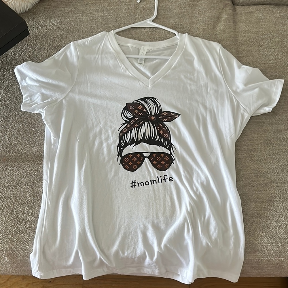 White Graphic Tee with Brown Accents